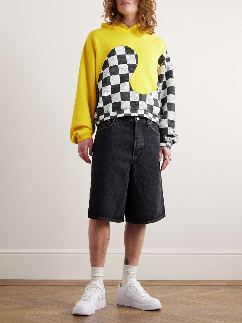 ERL Panelled Checkerboard Cotton-Jersey Hoodie outlook