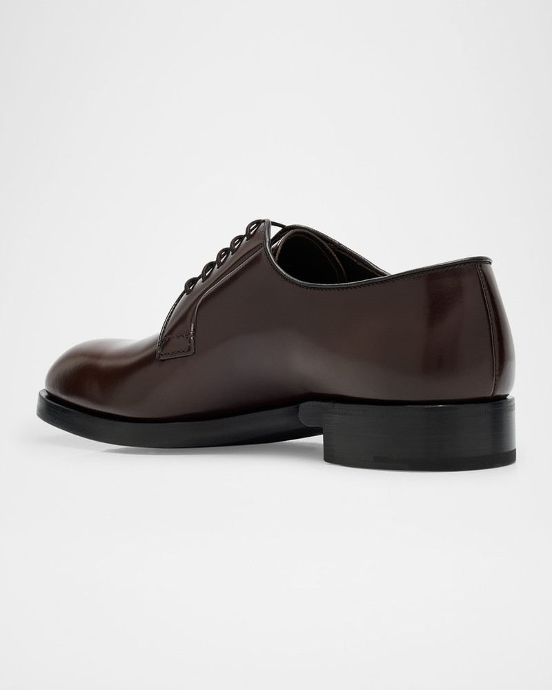 Prada Men's Brushed Leather Derby Shoes outlook