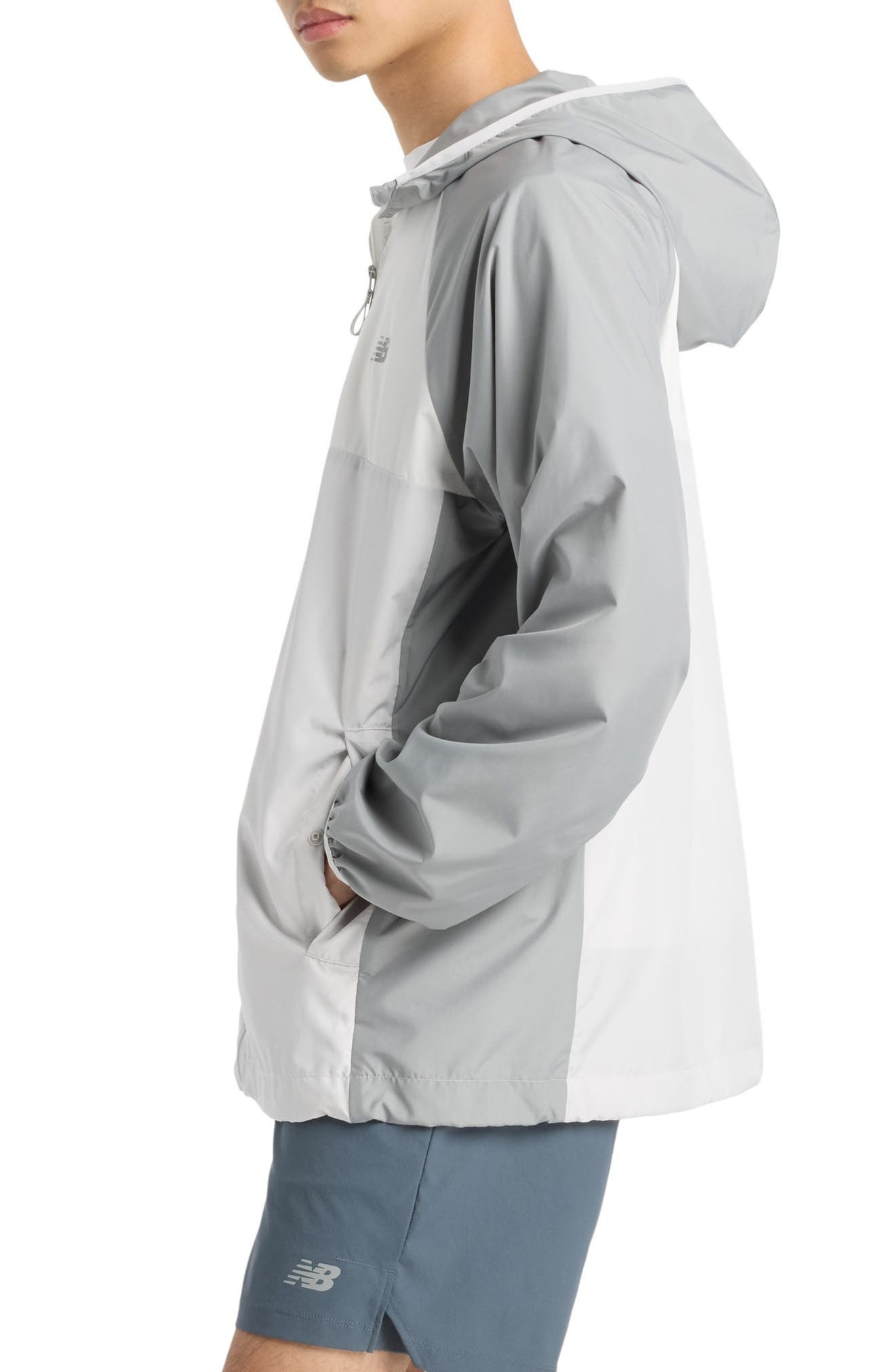 New Balance Athletics Packable Water Resistant Hooded Jacket in Slate Grey at Nordstrom - 3