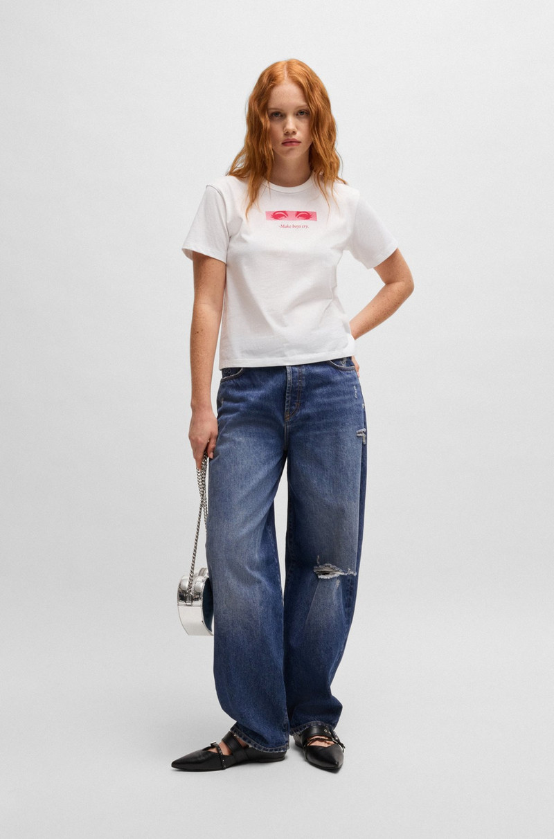 HUGO TAPERED-FIT JEANS WITH BARREL LEG outlook