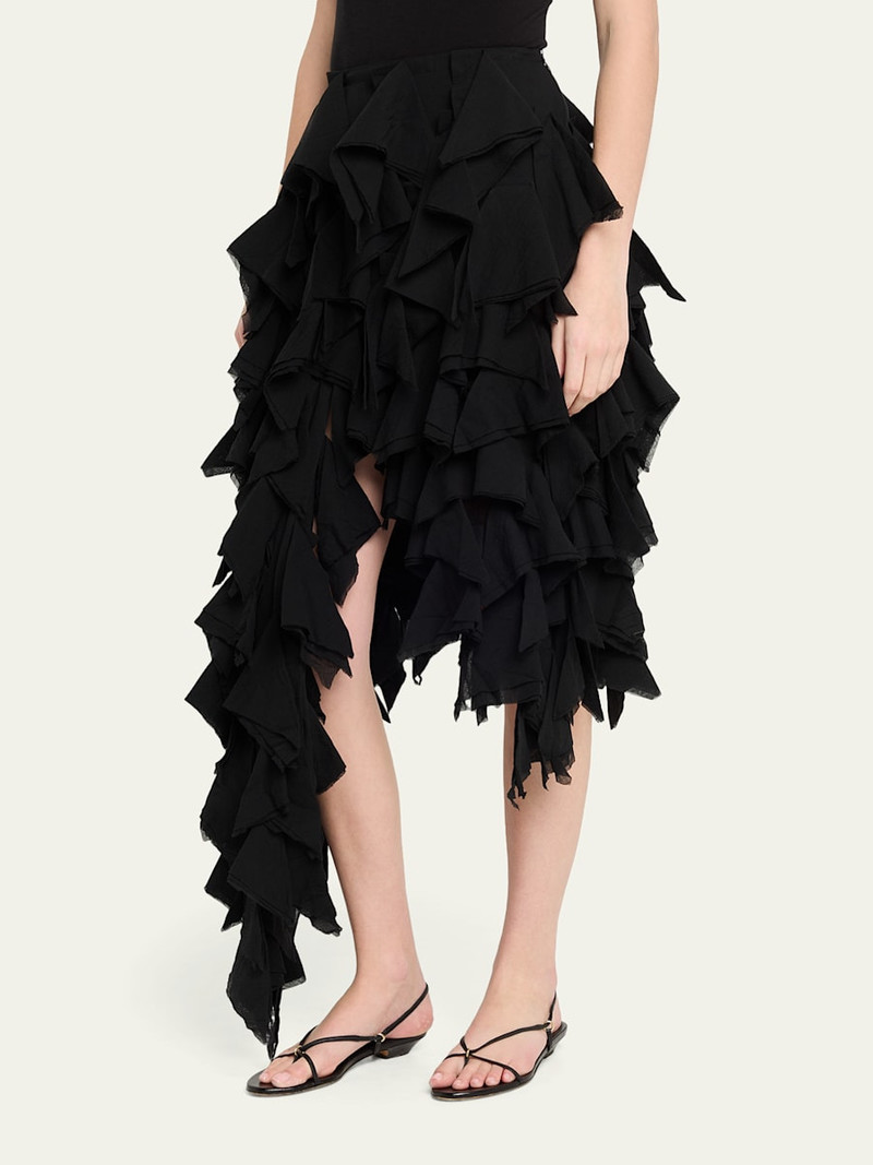 Asymmetric Cotton Ruffle Handkerchief Skirt 4