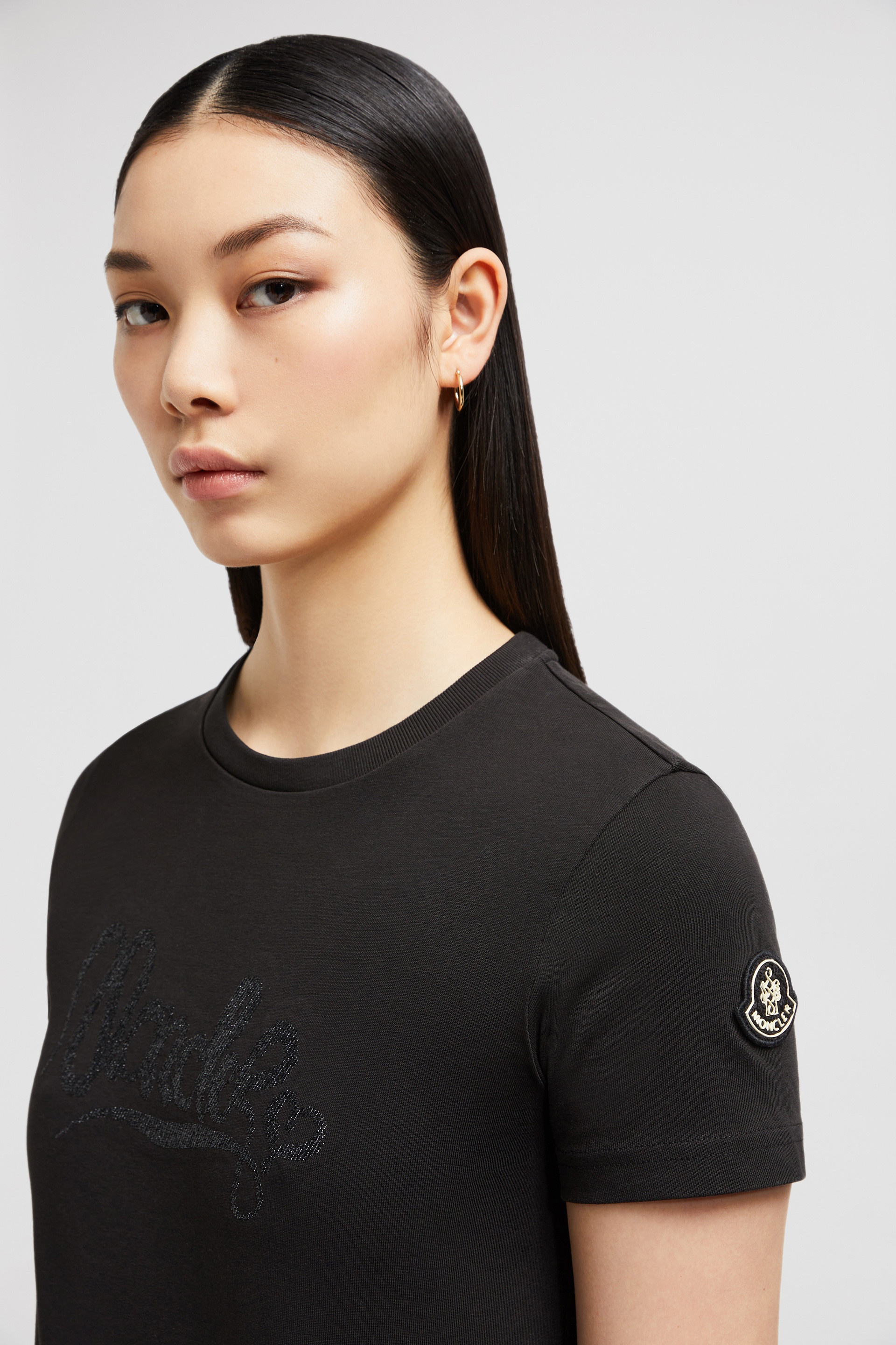 Embroidered Calligraphy Logo Cotton T-Shirt - 4