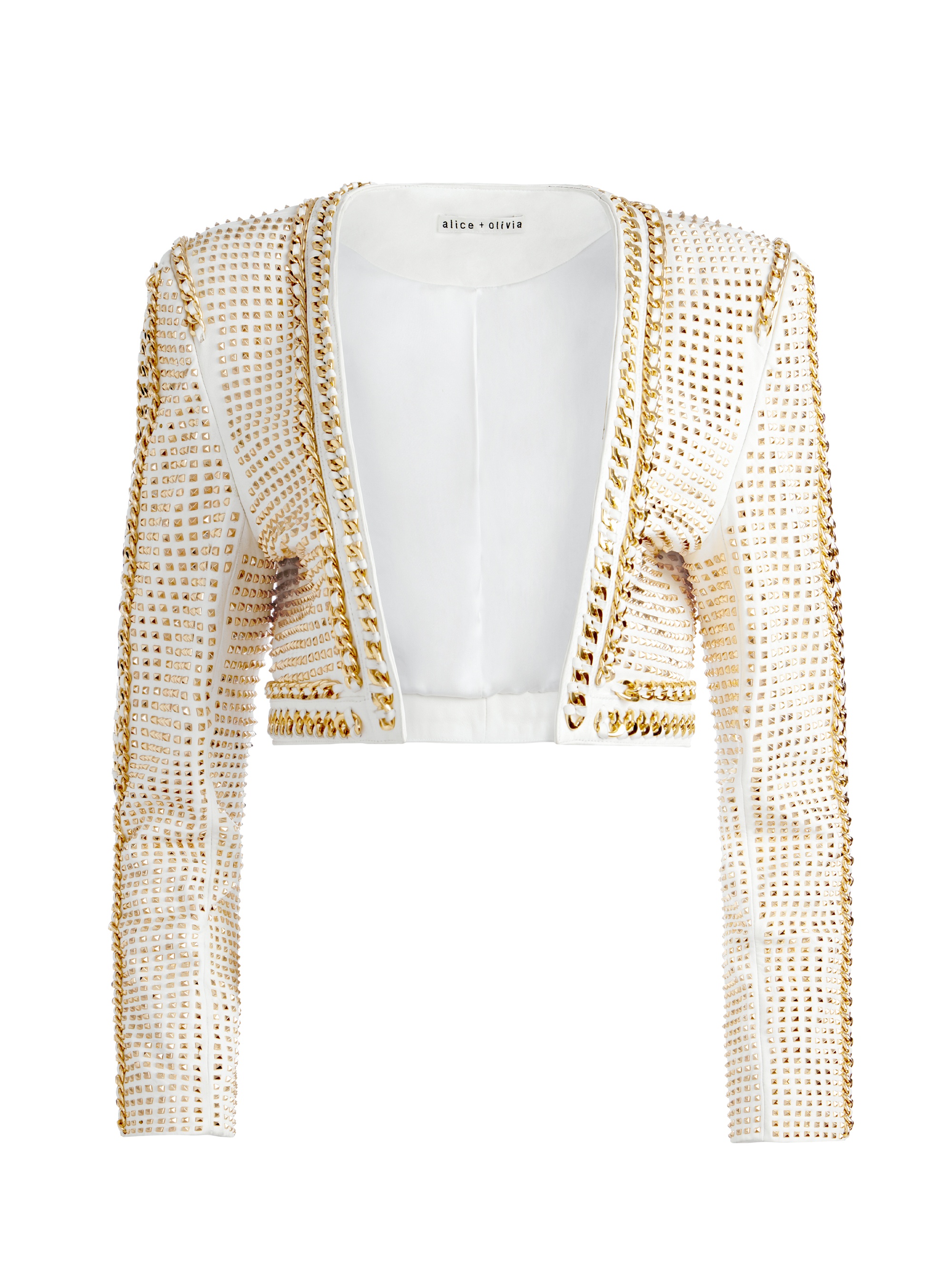 MAIRA CROPPED JACKET WITH CHAIN TRIM - 1