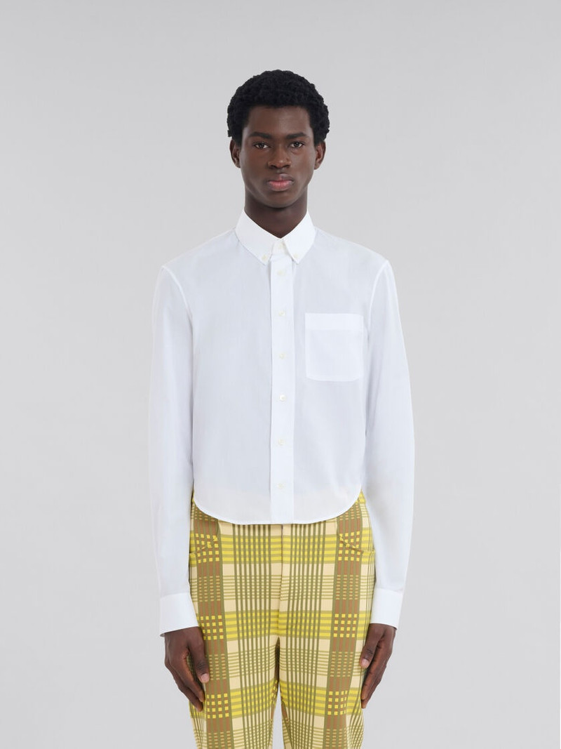 Marni WHITE ORGANIC POPLIN SHIRT WITH CROPPED HEM outlook