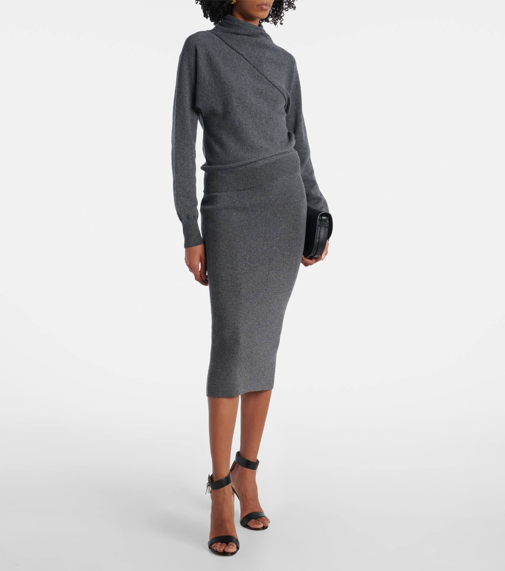 Cashmere and cotton-blend midi skirt - 2