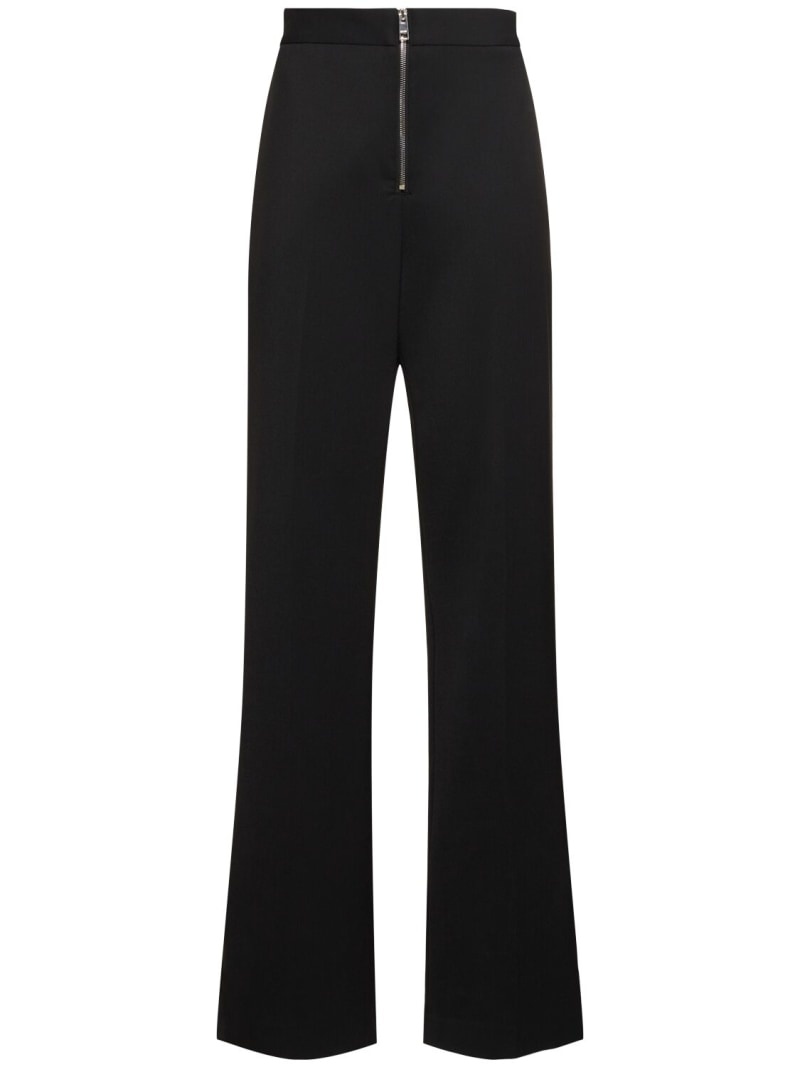 Wool blend straight pants w/ zip - 1