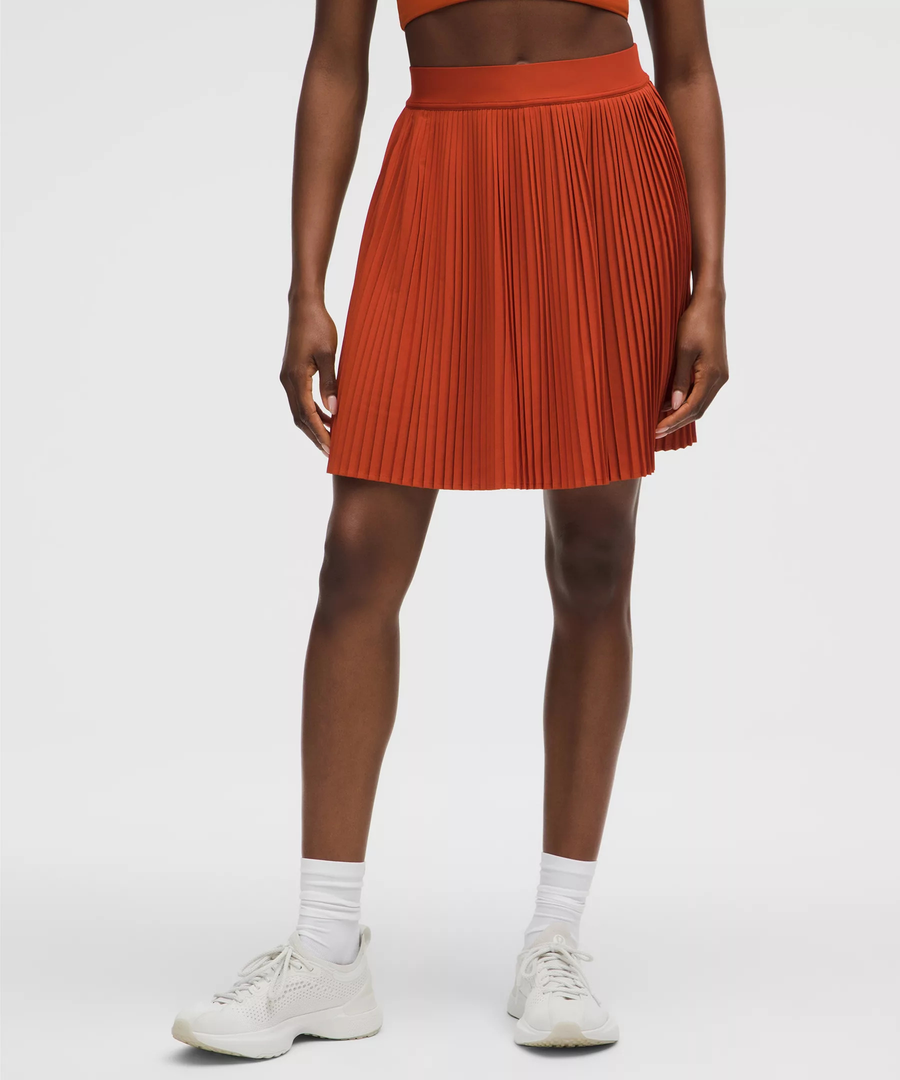 Pleated High-Rise Knee-Length Tennis Skirt - 2