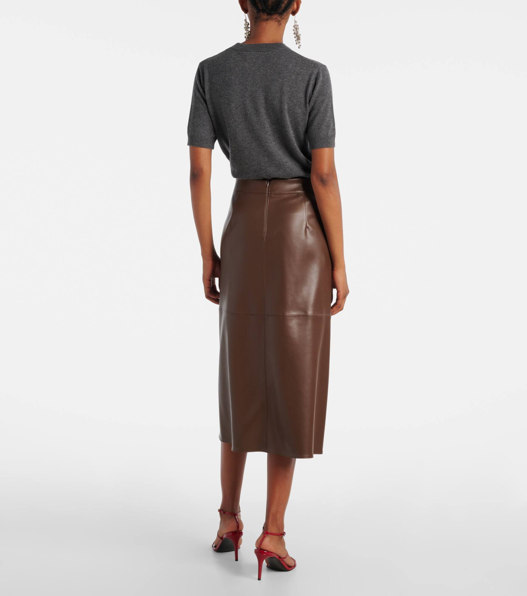 Plata faux leather midi skirt - 3