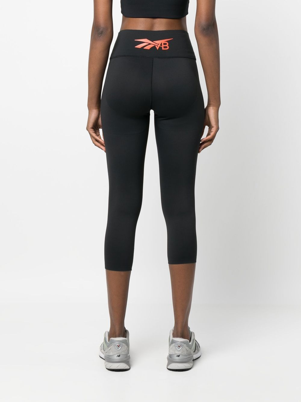 cropped rear logo-print leggings - 4