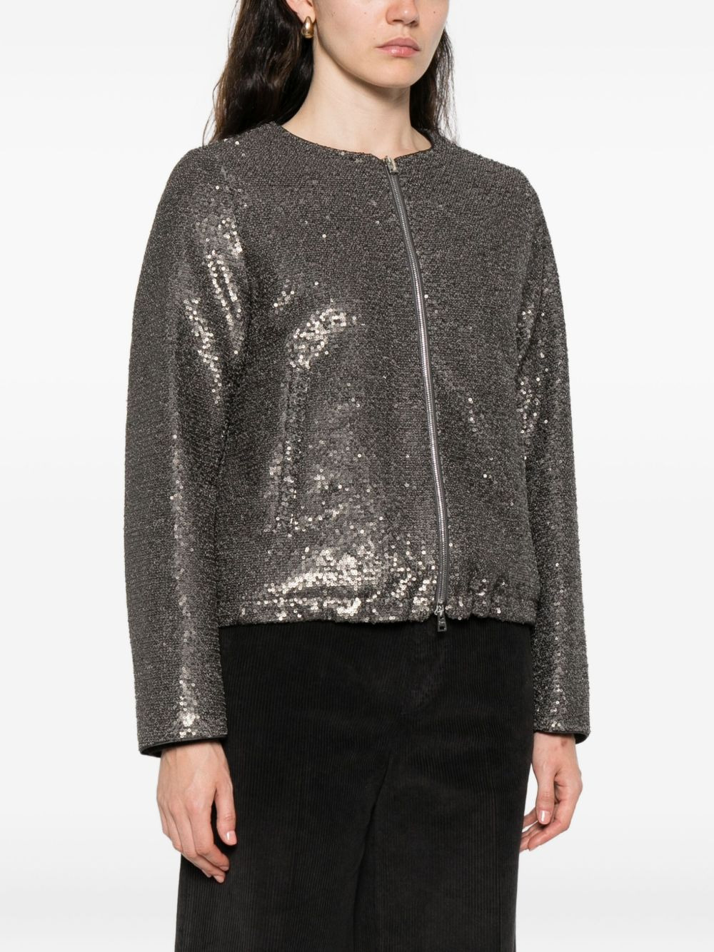 sequinned zip-up jacket - 3