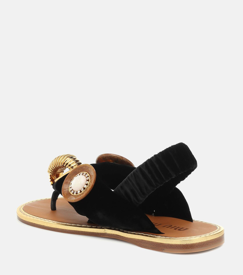 Miu Miu Embellished cotton thong sandals outlook