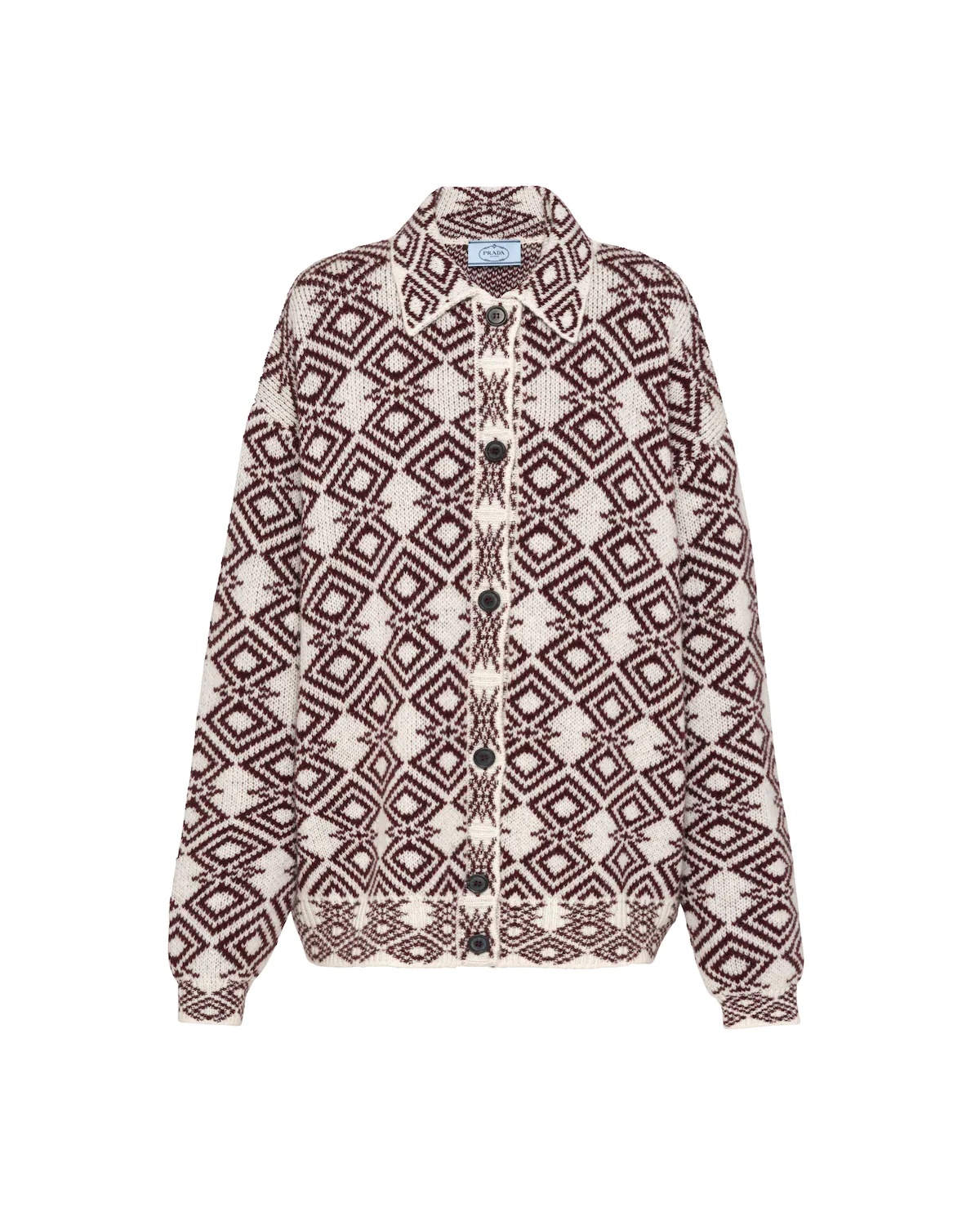 Oversized jacquard Shetland wool cardigan - 1
