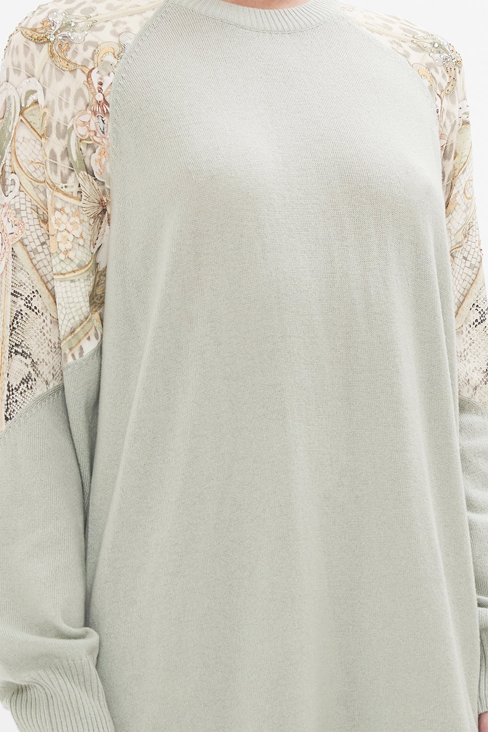WOOL CASHMERE SILK SPLICED SHOULDER KNIT - 6