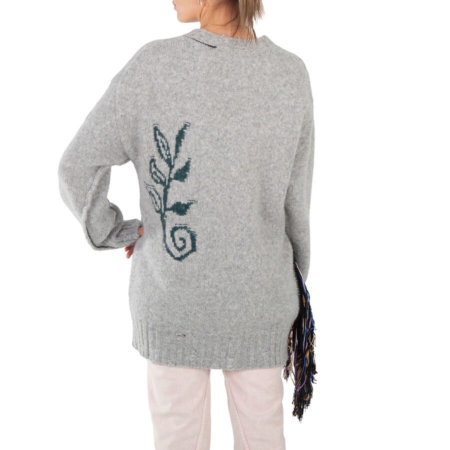 Stella McCartney Folk Artwork Wool Blend Knit Sweater In Grey - 5