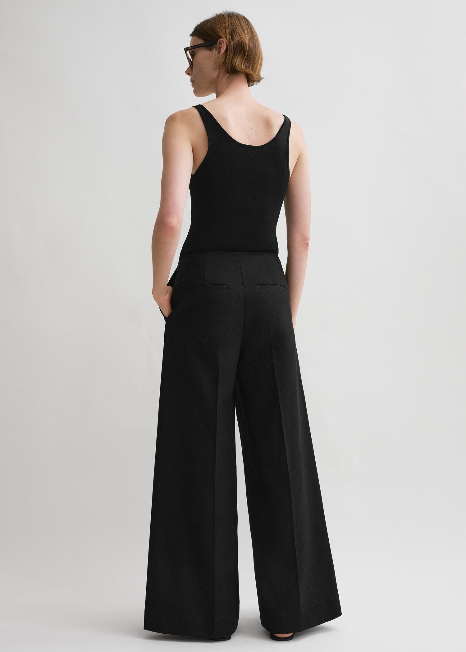 Zip-front wide trousers black - 4