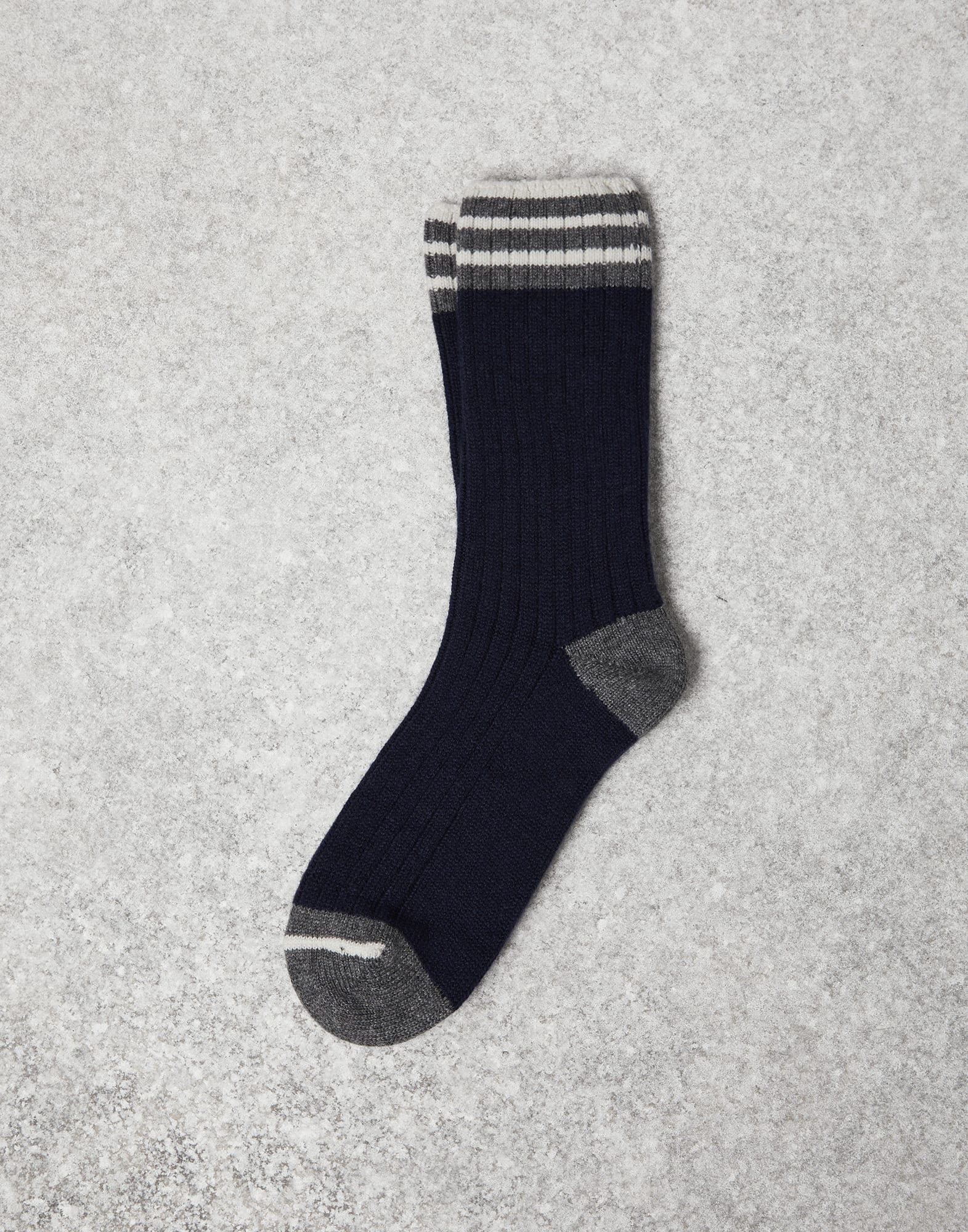 Cashmere rib knit socks - 1