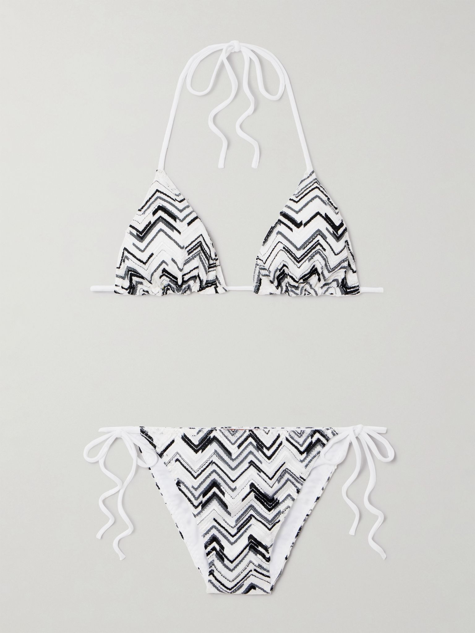 Mare striped crochet-knit triangle bikini White - 1