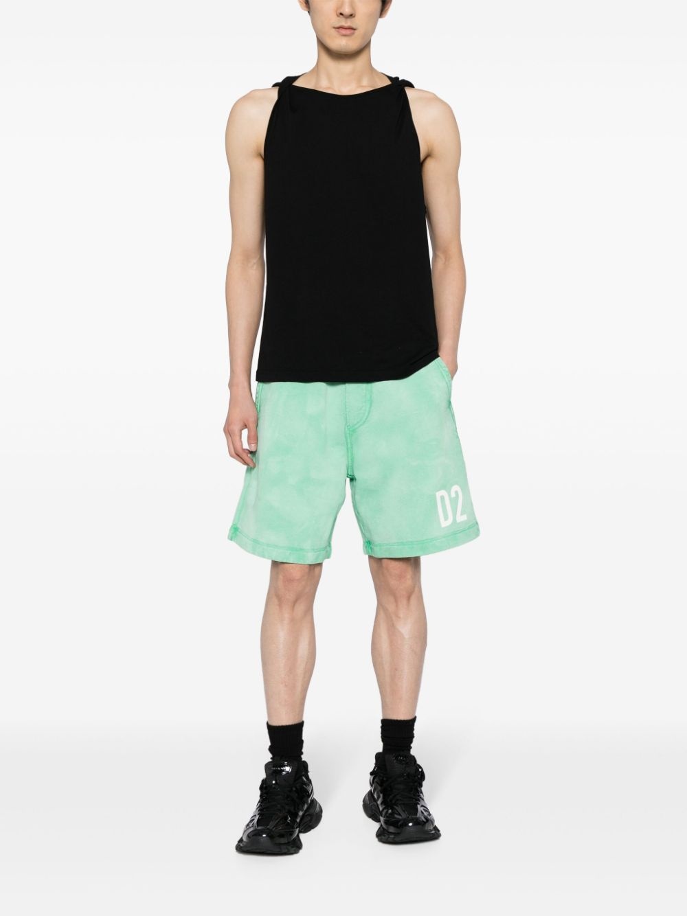 logo-print cotton track shorts - 2