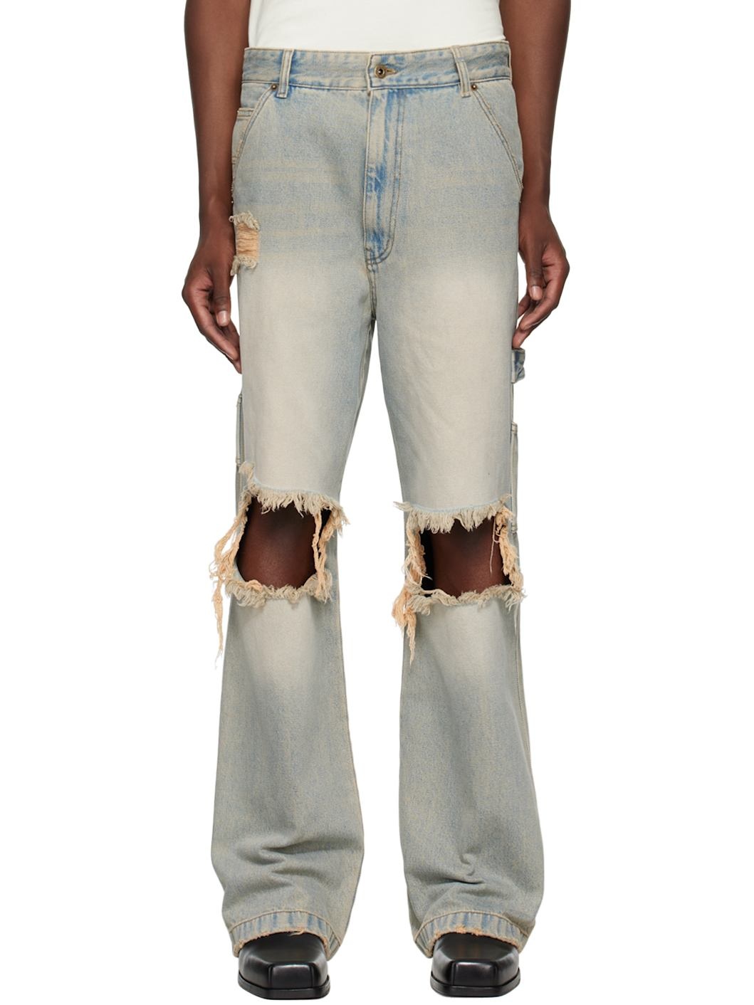 Blue Distressed Jeans - 1