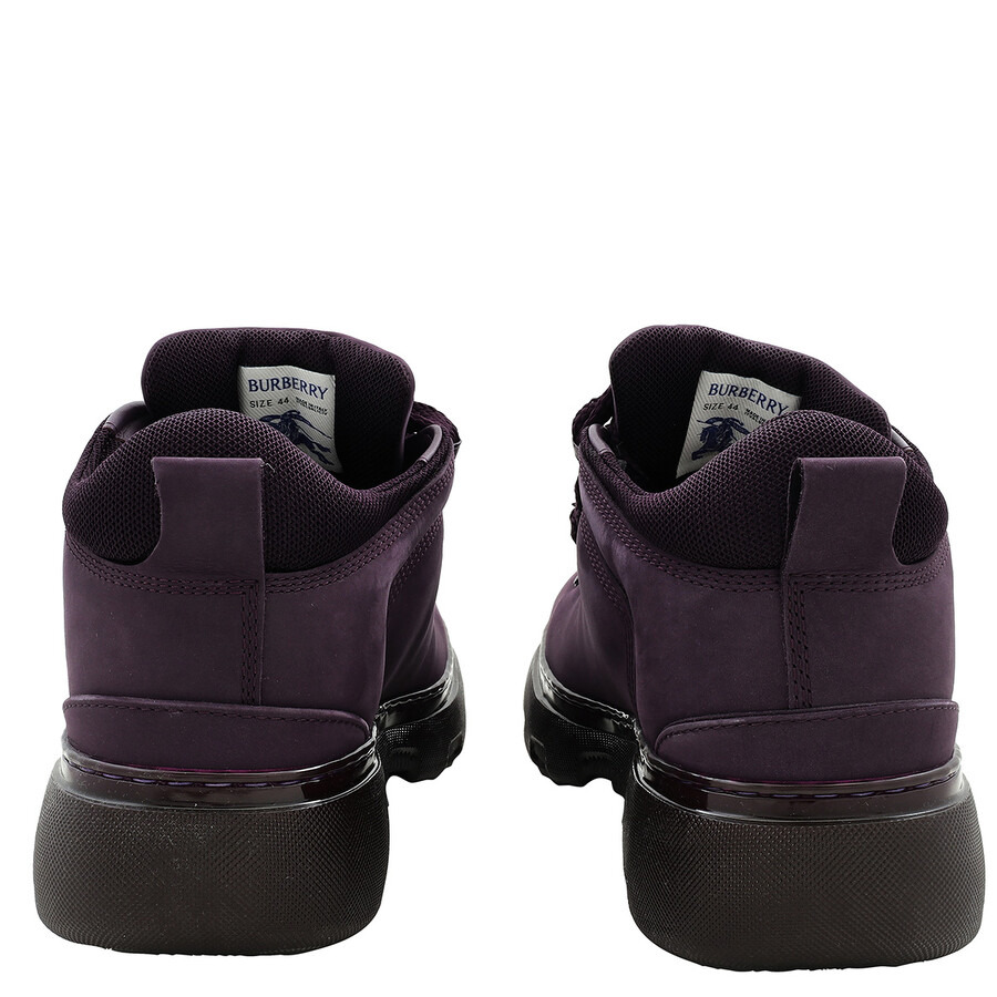 Burberry Men's Aubergine Lace-Up Leather Trek Ankle Boots - 3