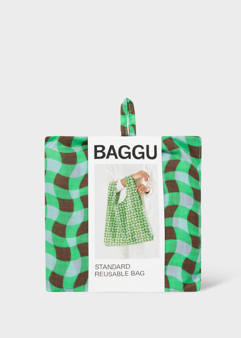 BAGGU Green Wavy Gingham Standard Reusable Bag 1