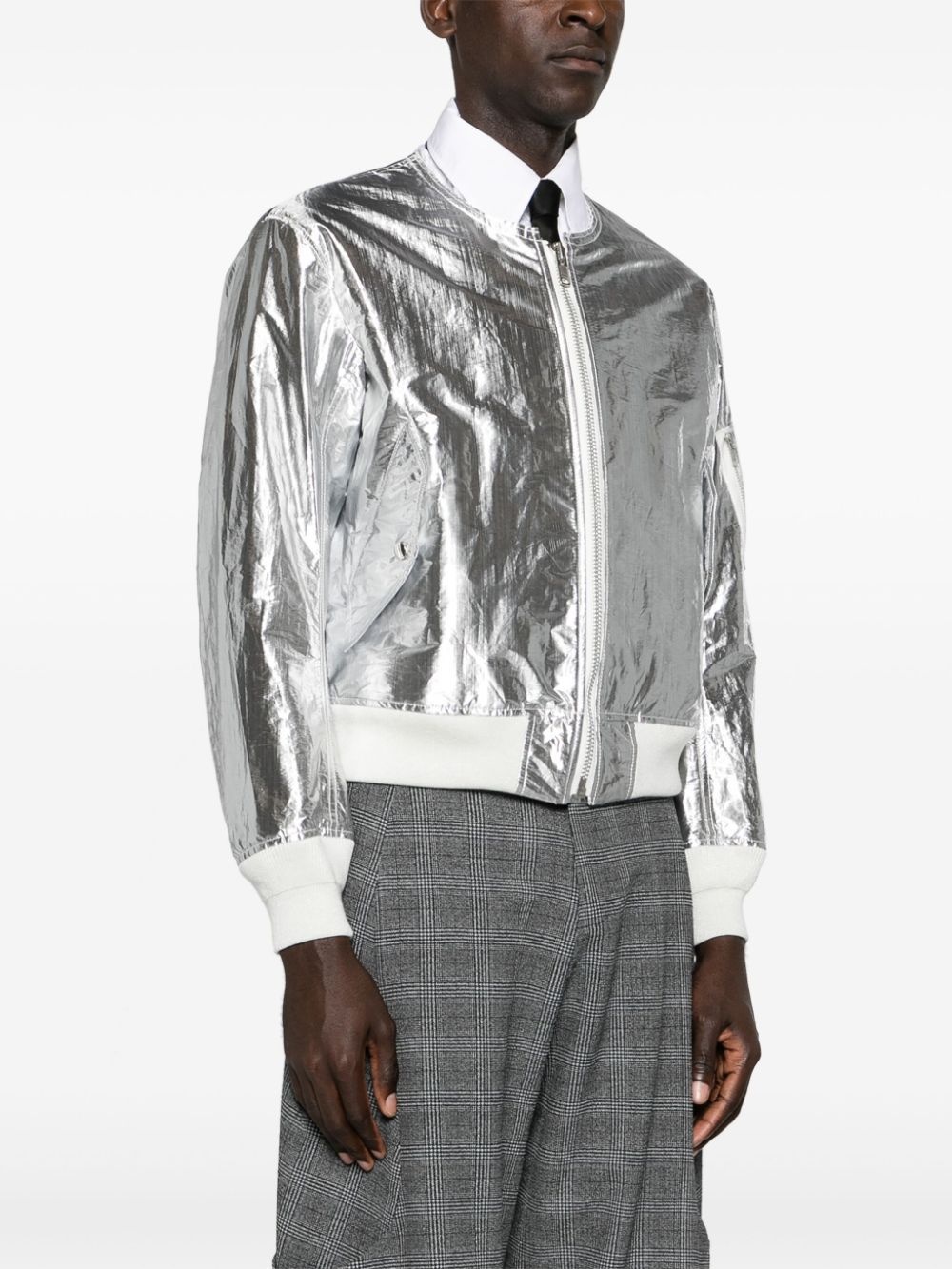 metallic-finish bomber jacket - 4