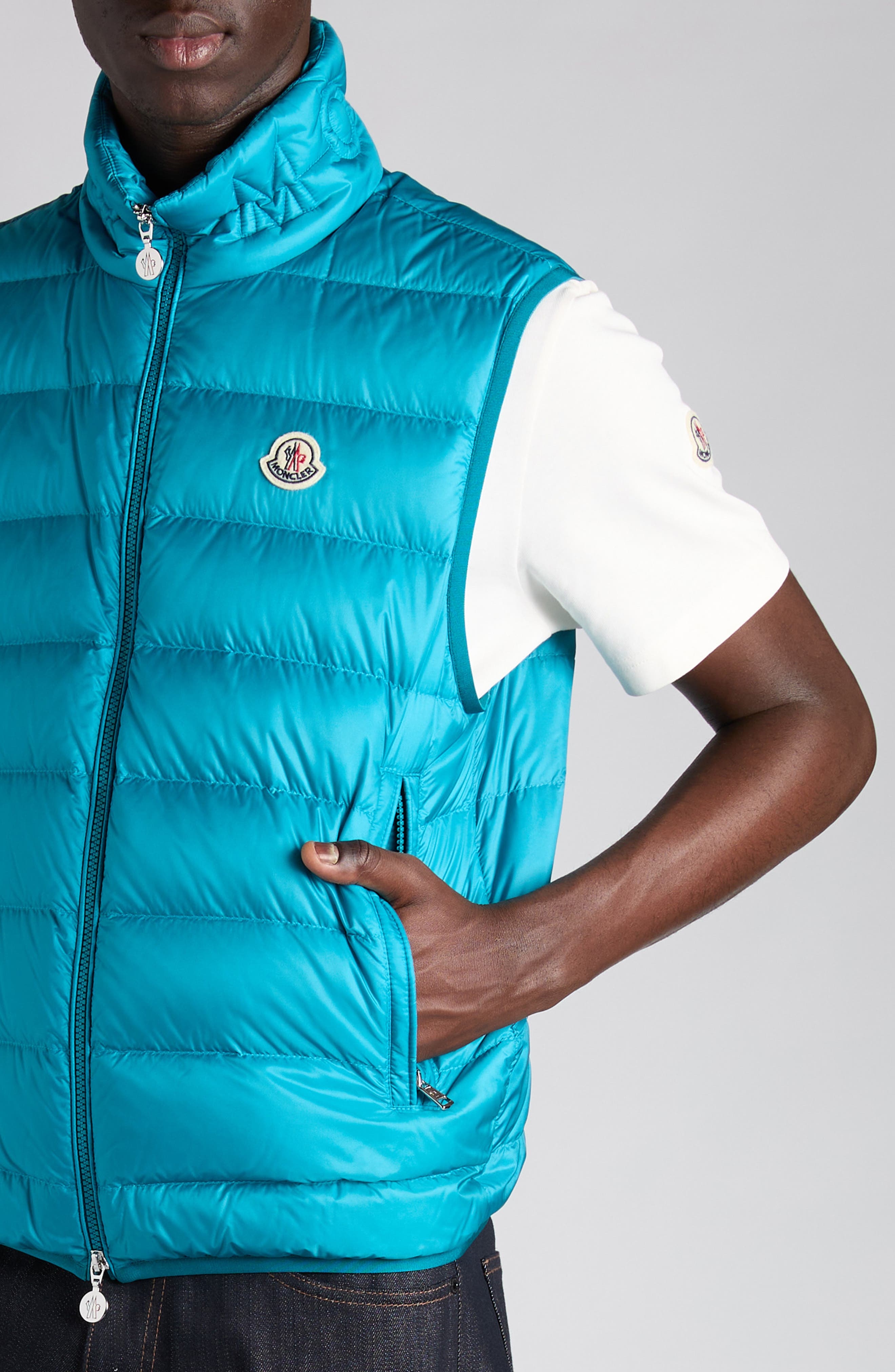 Moncler Rocoque Down Puffer Vest in Green Blue Slate at Nordstrom - 5
