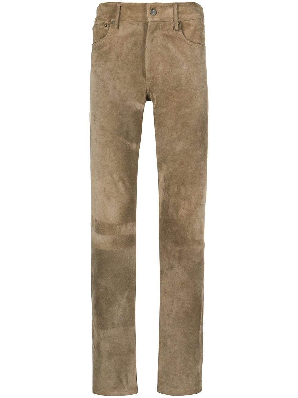 suede straight-leg trousers - 1