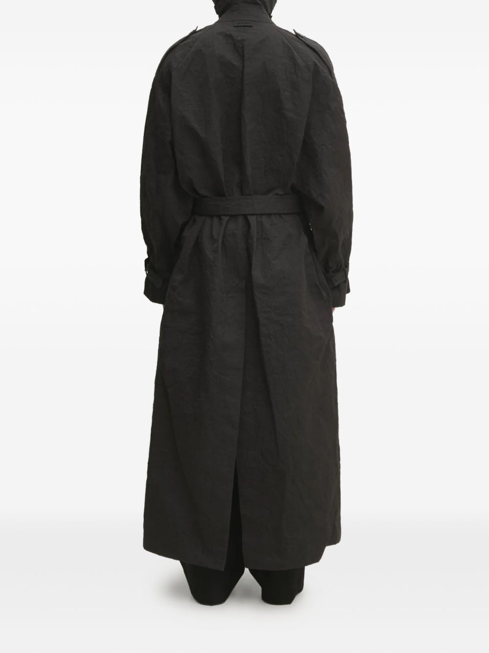 double-breasted belted trench coat - 3