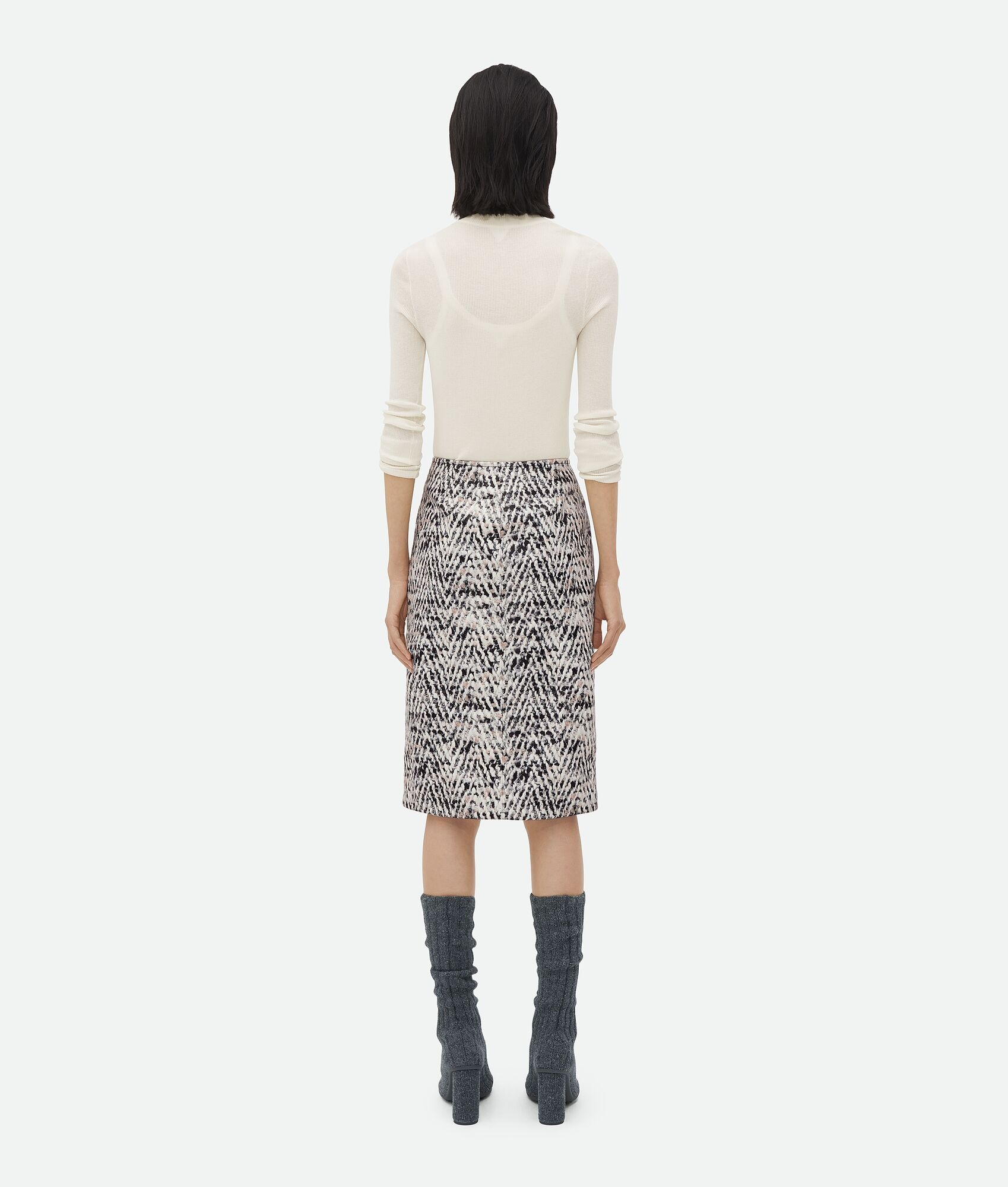 Printed Leather Chevron Skirt - 3