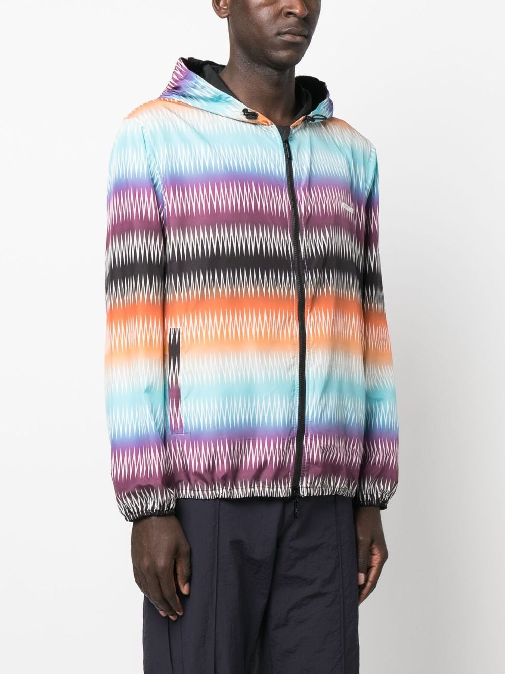 gradient zigzag-print hooded jacket - 3