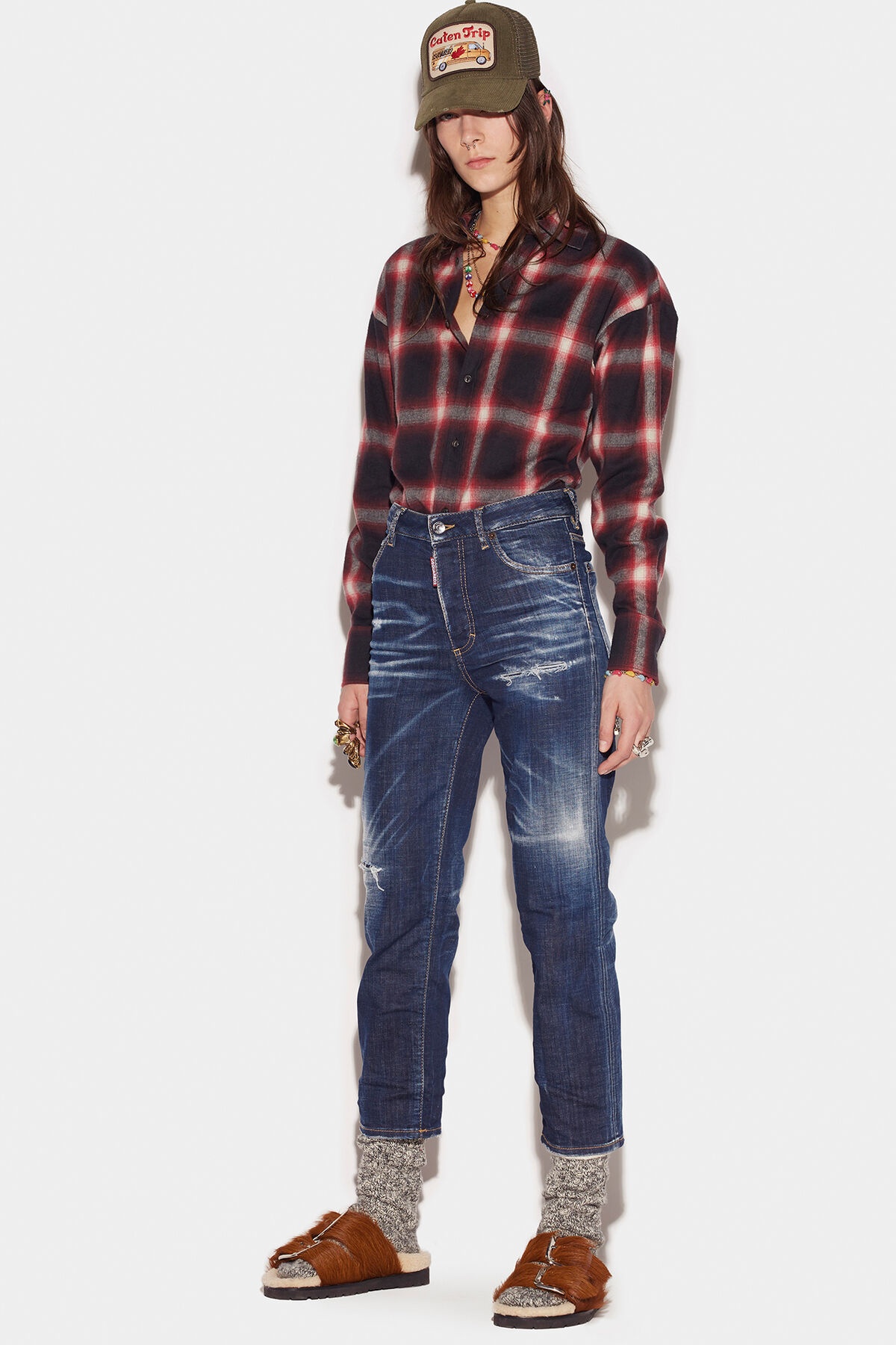 DARK CRINKLE DAISY WASH BOSTON JEANS - 3