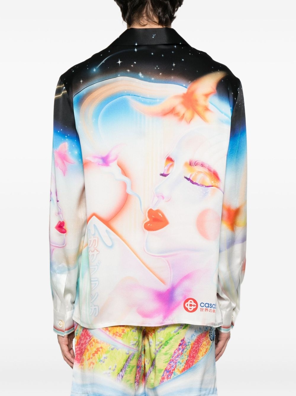 celestial-print silk shirt - 4