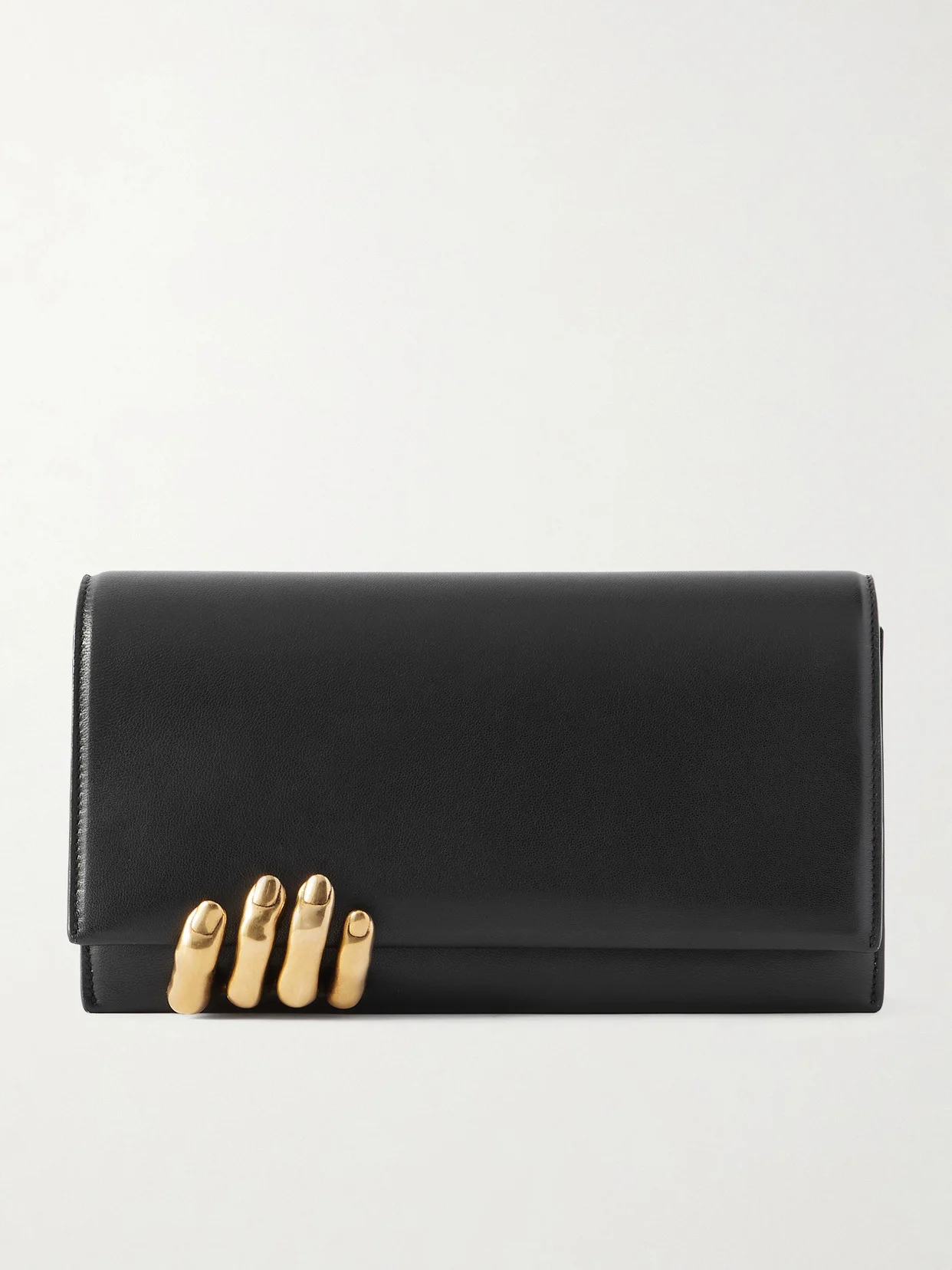 Embellished Textured-leather Clutch - 1