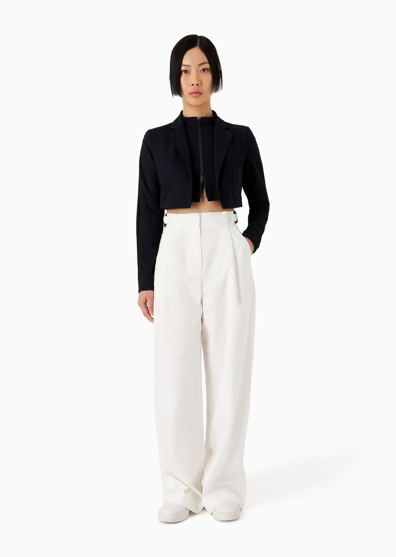 High-rise cotton-blend palazzo trousers - 4