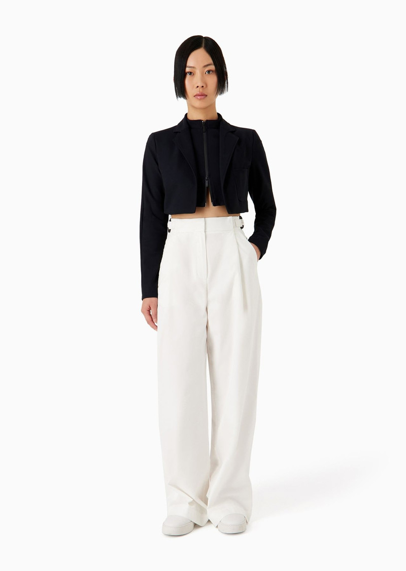 EMPORIO ARMANI High-rise cotton-blend palazzo trousers outlook
