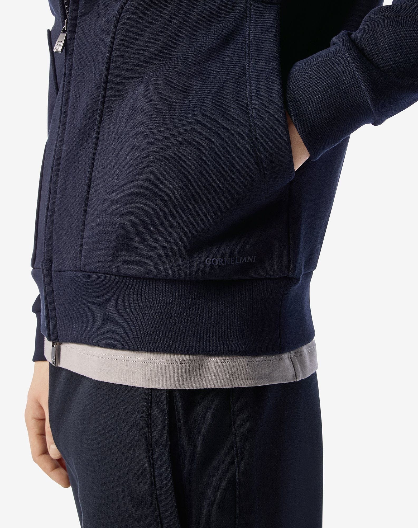 Navy blue cotton full-zip sweatshirt - 5