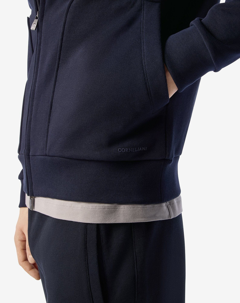 Navy blue cotton full-zip sweatshirt 5