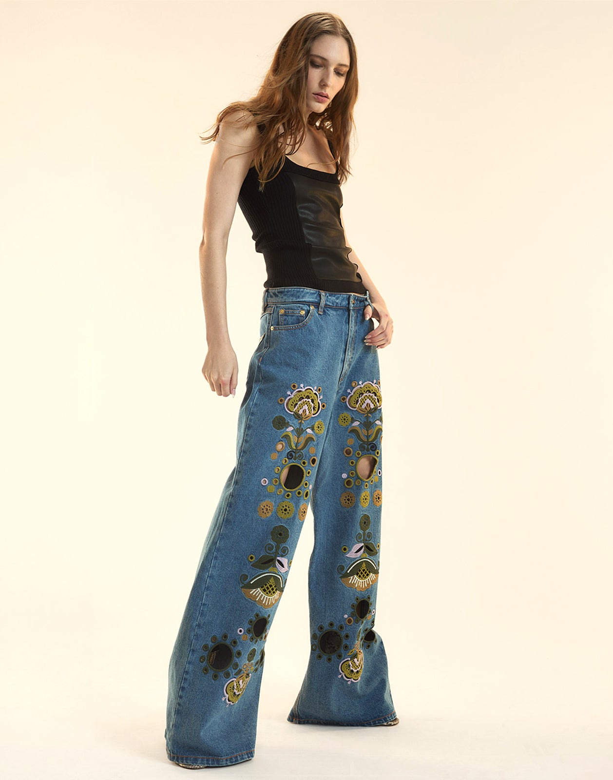 Embroidered Wide-leg Jean - 3