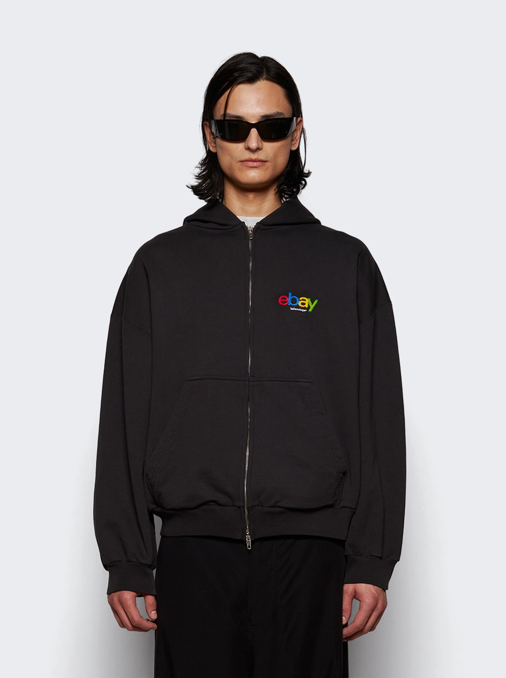 Zip Up Hoodie Washed Black - 2