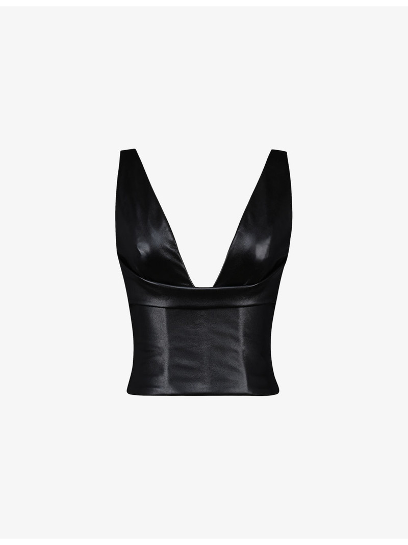 Catalina V-Neck Vegan-Leather Top 1