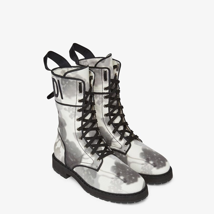 Gray canvas biker boots - 4