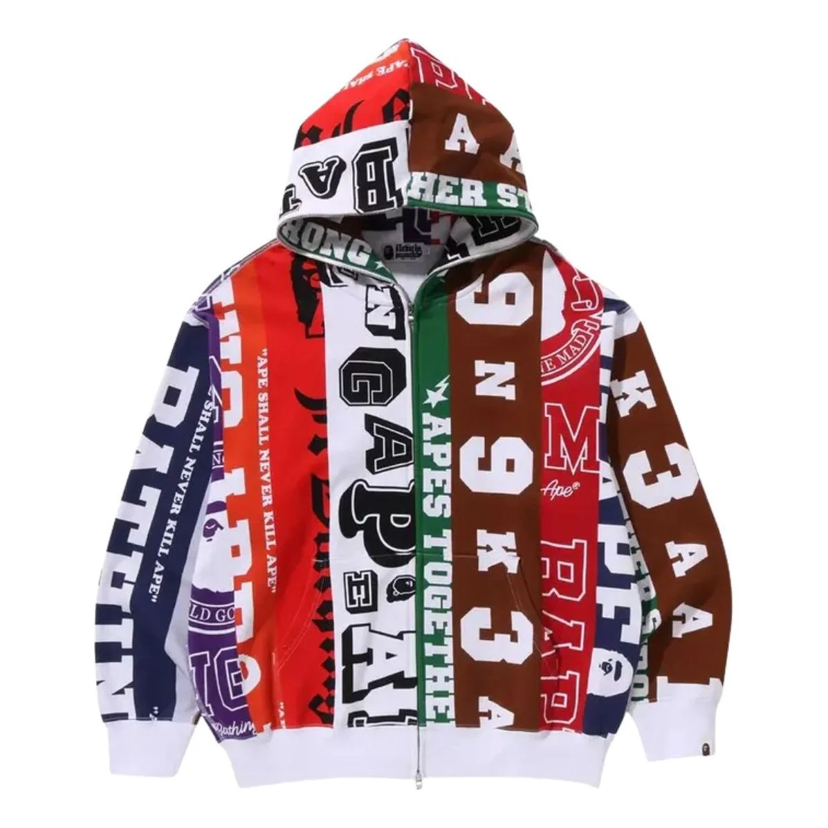 A Bathing Ape Fans Scarf Full Zip Hoodie 'Multicolor' 1K30-115-302 - 1