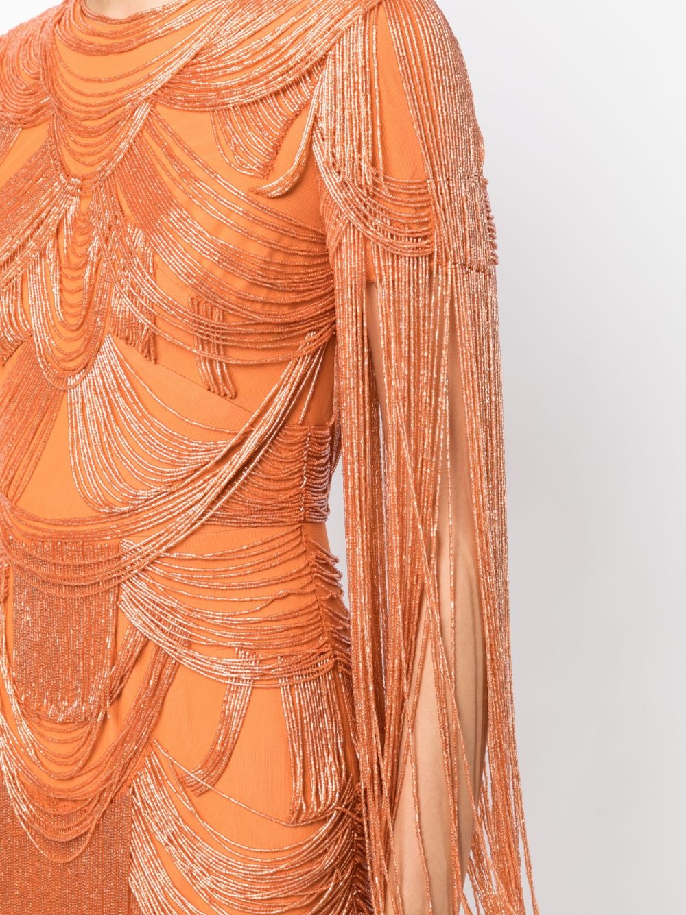 fringe-embellished fitted minidress - 5