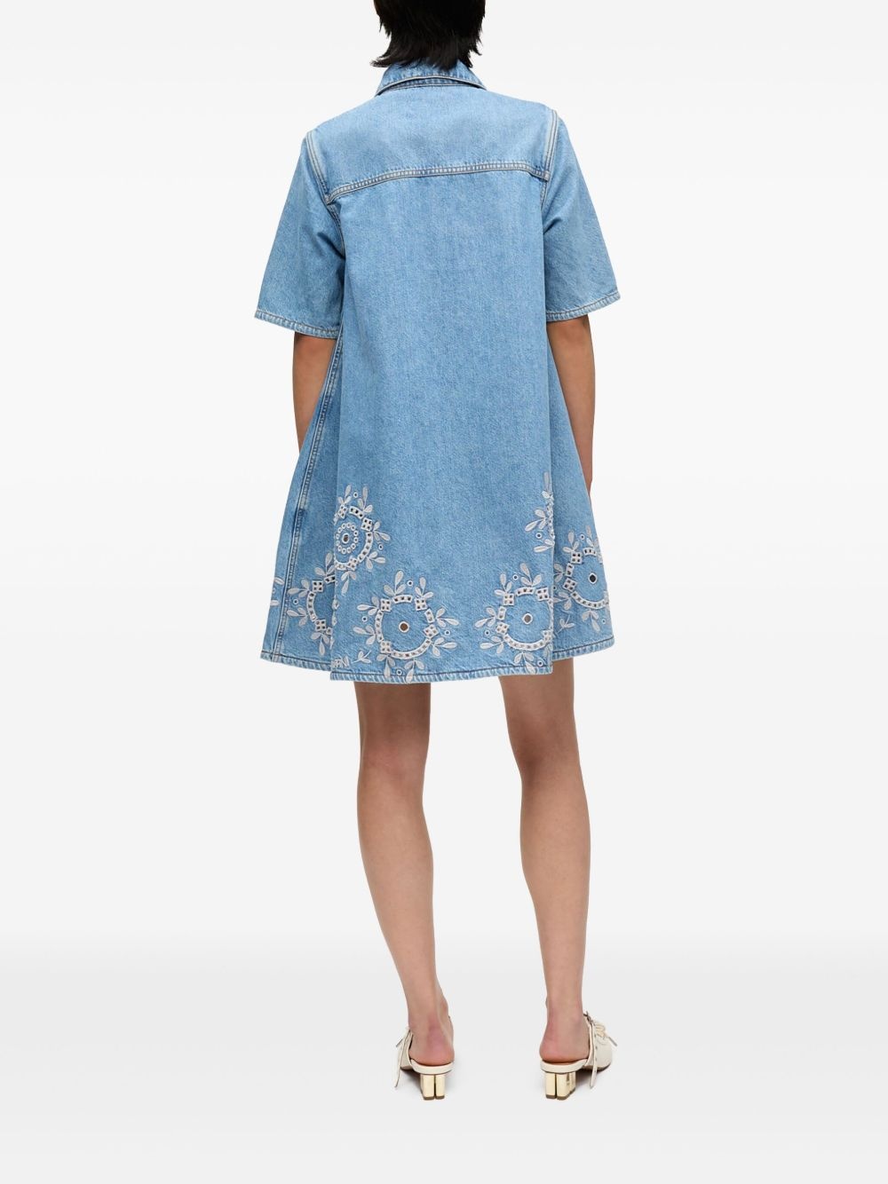 embroidered denim dress - 3