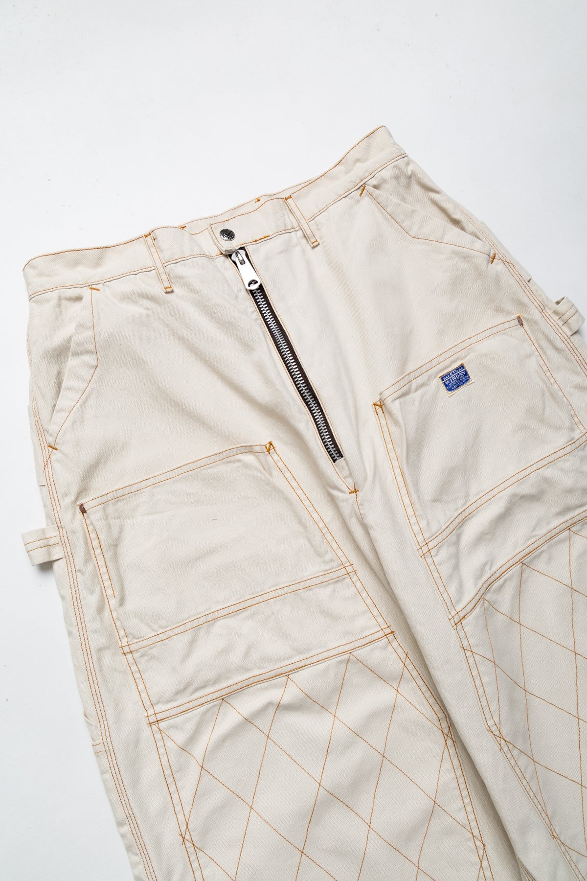 Light Canvas ZIPPER Wide LUMBER Pants - Ecru - 6