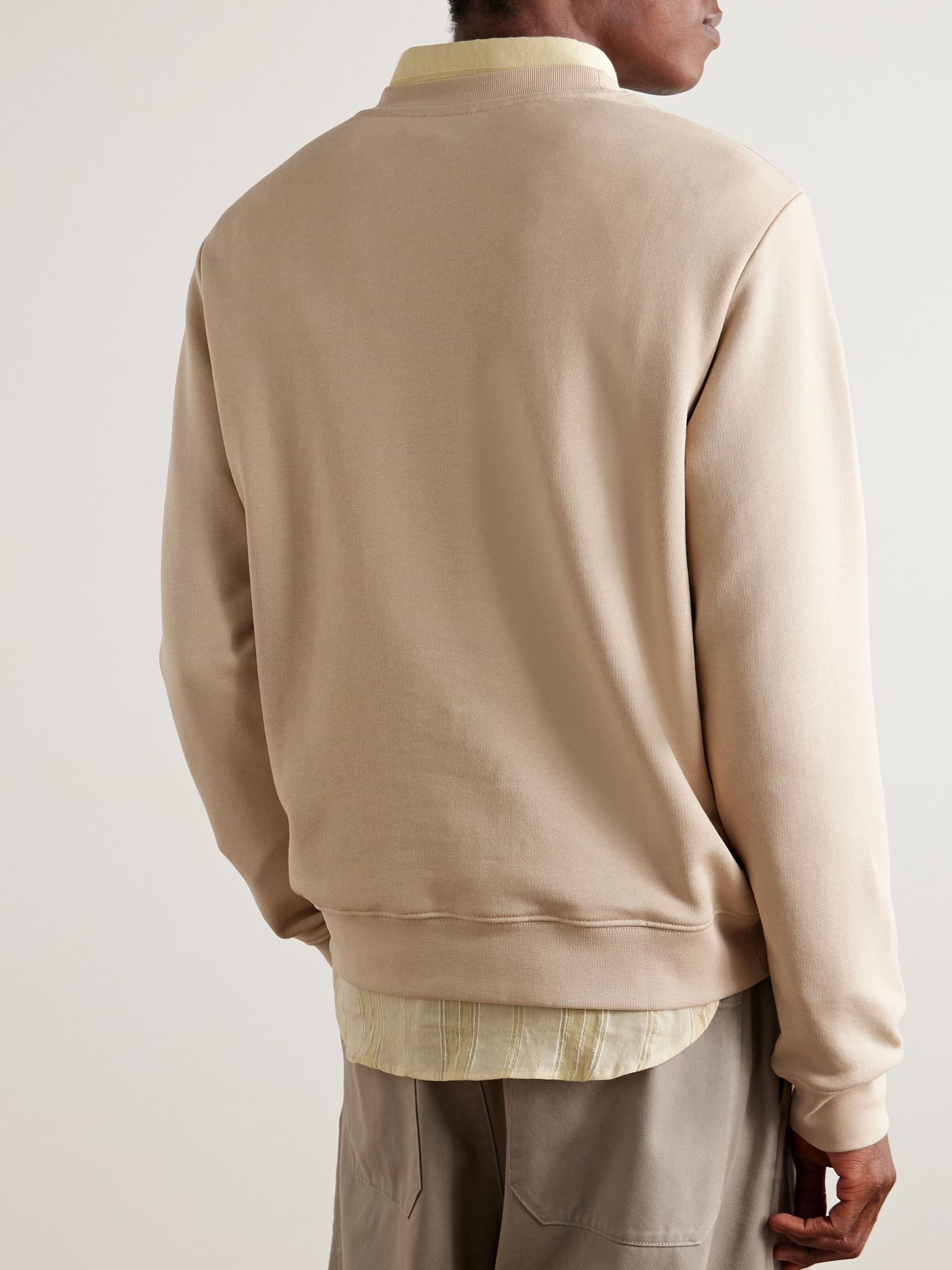 Brodé Logo-Embroidered Cotton-Jersey Sweatshirt Beige - 3