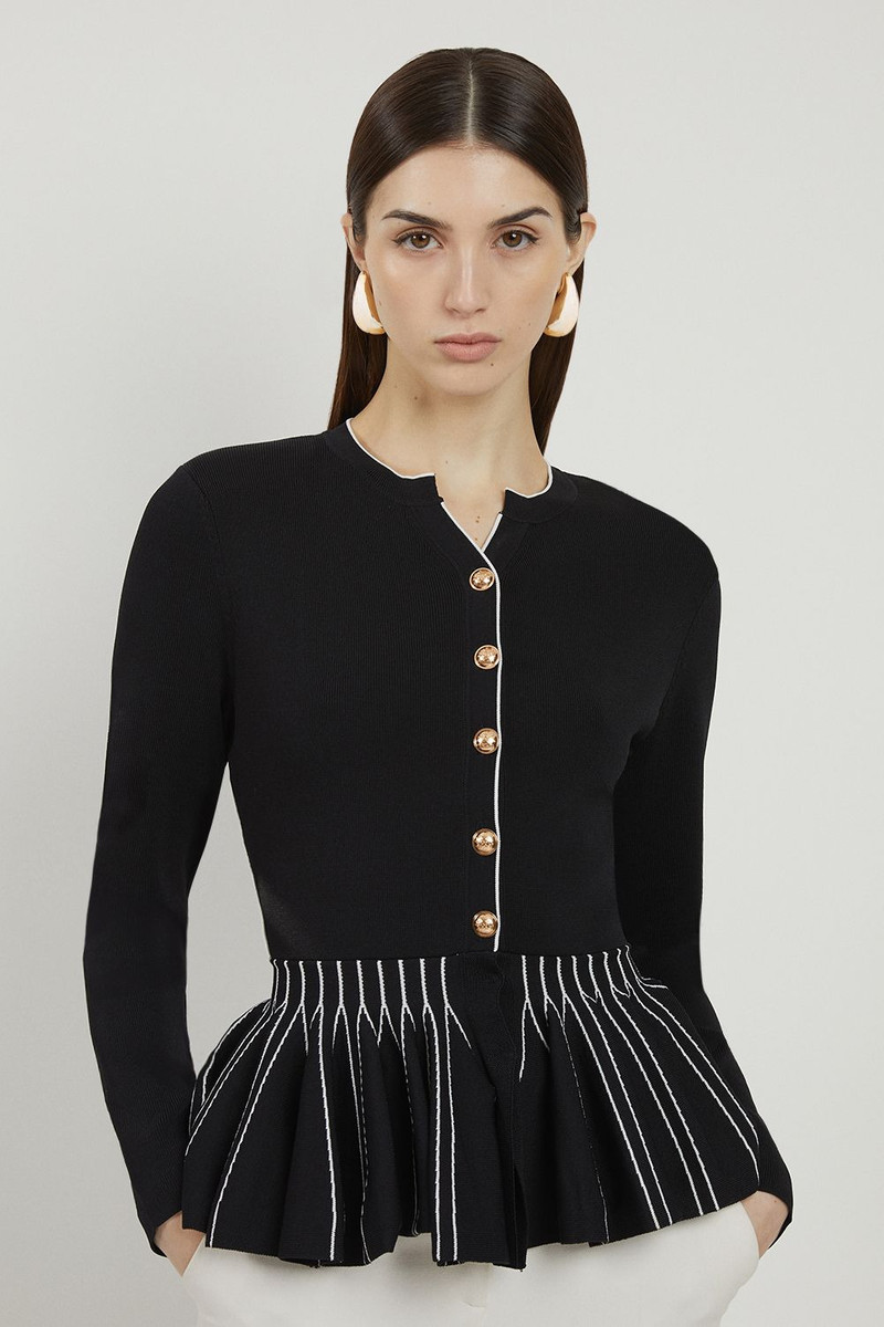 Viscose Blend Knit Peplum Jacket 1