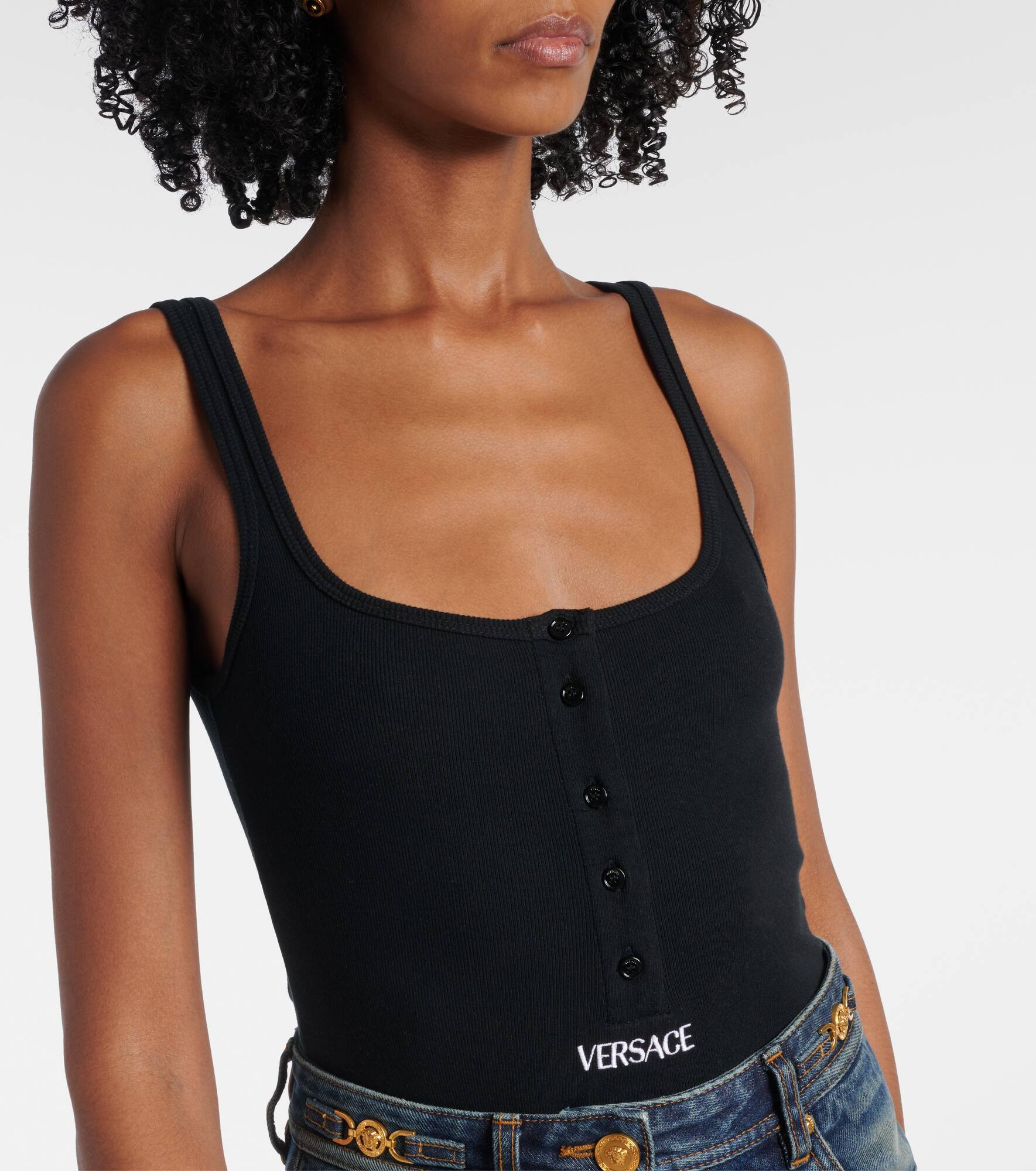Ribbed-knit logo cotton-blend bodysuit - 5
