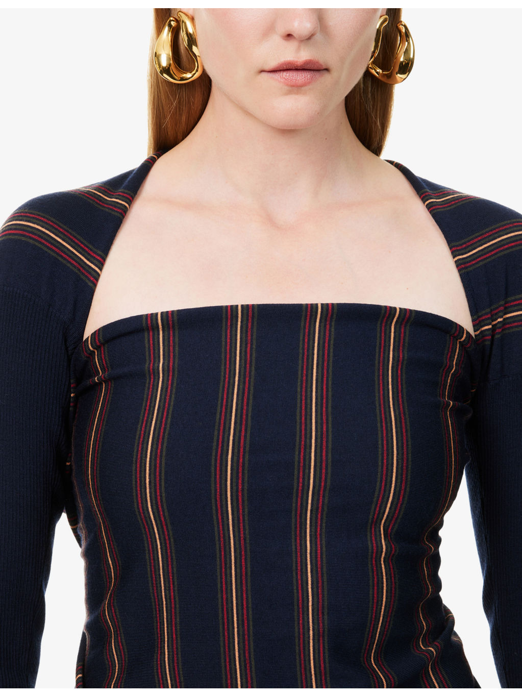 Striped Cropped Wool Top - 5